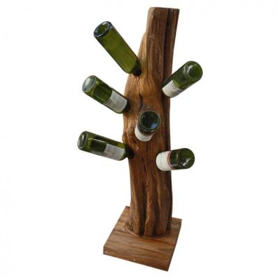 Natural Teak 6 Bottle Wine Rack